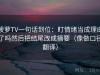 菠萝TV一句话到位：盯情绪当成理由了吗然后把结尾改成摘要（像做口径翻译）