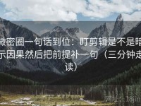 微密圈一句话到位：盯剪辑是不是暗示因果然后把前提补一句（三分钟走读）