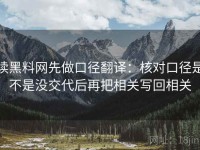 读黑料网先做口径翻译：核对口径是不是没交代后再把相关写回相关