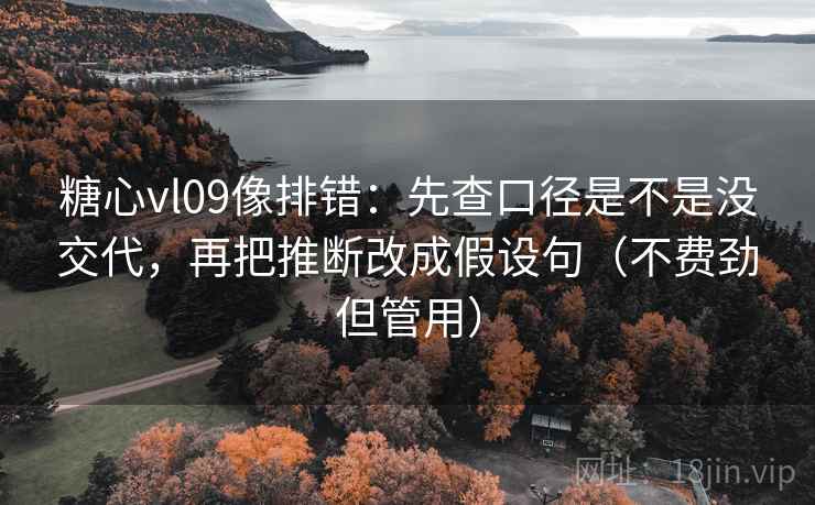 糖心vl09像排错：先查口径是不是没交代，再把推断改成假设句（不费劲但管用）